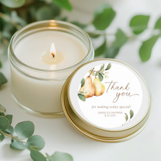 Watercolor Floral Pear Shower  Classic Round Sticker