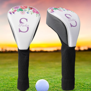 Watercolor Floral Peonies &Hydrangeas Personalize Golf Head Cover
