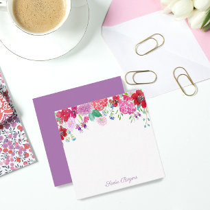 Watercolor Floral Peonies &Hydrangeas Personalize Note Card