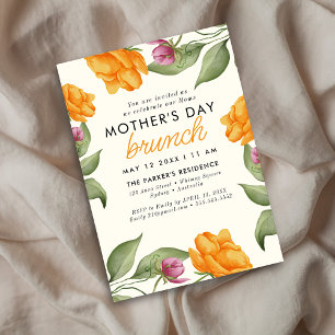 Watercolor Floral peonies mother's day brunch  Invitation