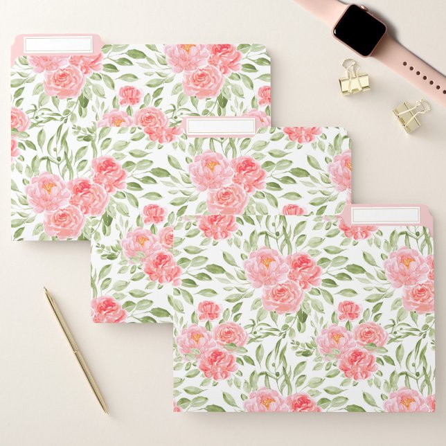 Watercolor Floral Peony File Folders (Watercolor Floral Peony File Folders)