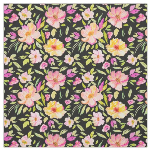 Watercolor floral peony repeating Pattern Fabric