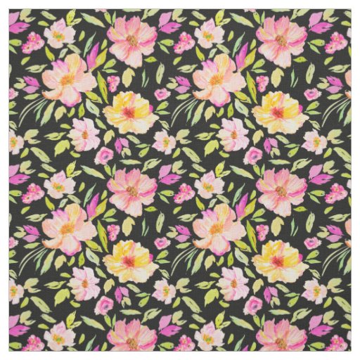 Watercolor floral peony repeating Pattern Fabric