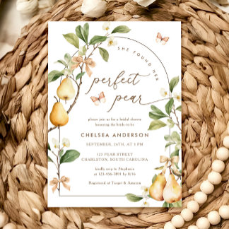 Watercolor Floral Perfect Pair Pear Bridal Shower Invitation