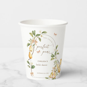 Watercolor Floral Perfect Pair Pear Bridal Shower Paper Cups