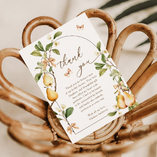 Watercolor Floral Perfect Pair Pear Bridal Shower Thank You Card