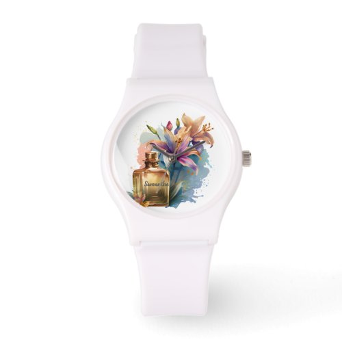 Watercolor Floral Perfume Bottle eWatch Watch