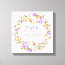 Watercolor Floral Personalized Baby Birth Stats