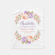 Watercolor Floral Personalized Baby Birth Stats