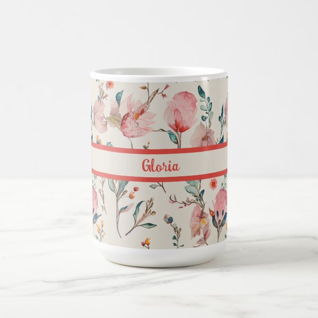 Watercolor floral Personalized Coffee Mug (Center)