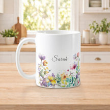 Watercolor Floral Personalized Coffee Mug