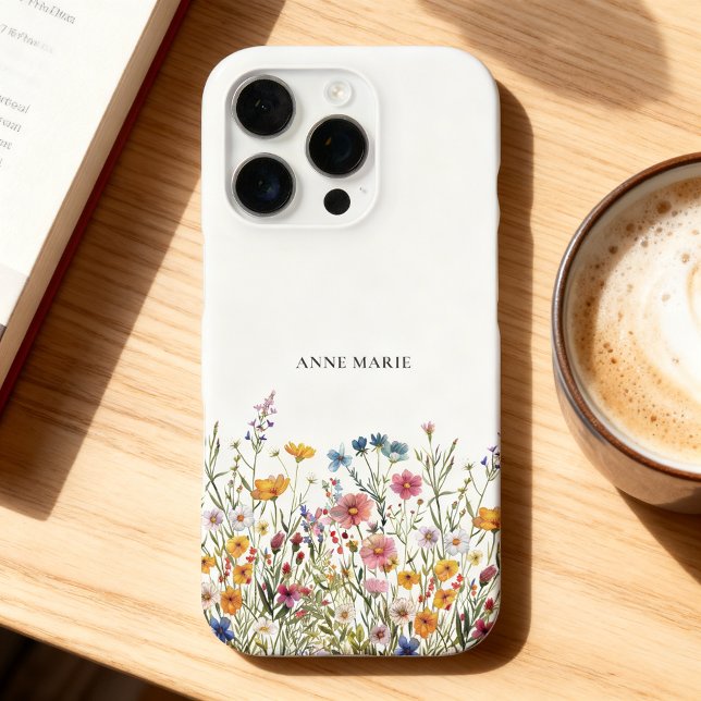 Watercolor Floral Personalized iPhone 16 Pro Case (Add your name and choose the iPhone model and case style.)