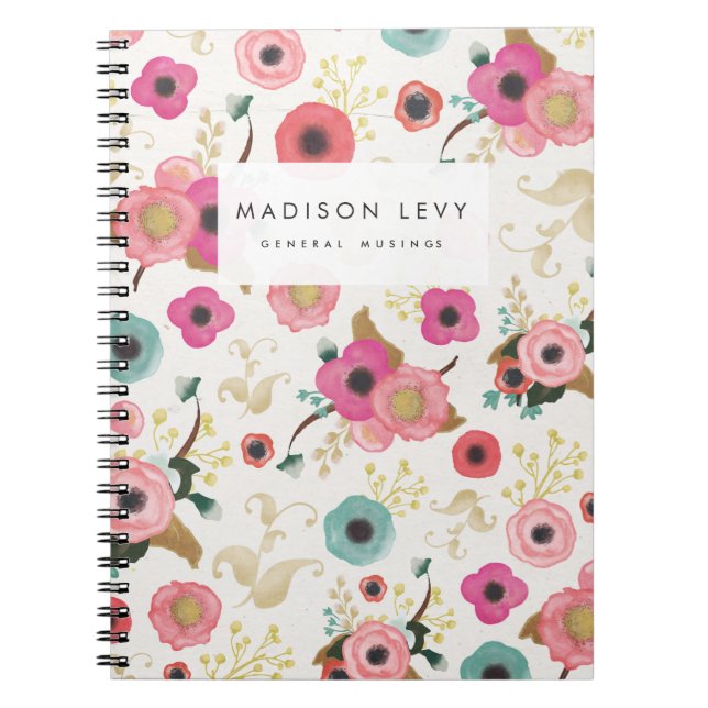 Watercolor Floral Personalized Journal Notebook (Front)