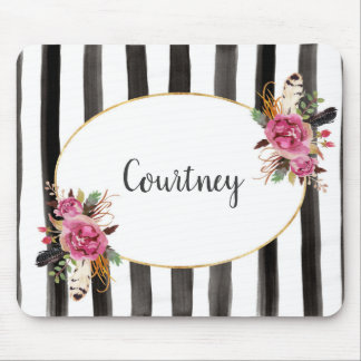 Watercolor floral personalized mousepad