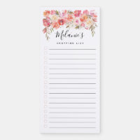 Watercolor Floral Personalized Name Lined List