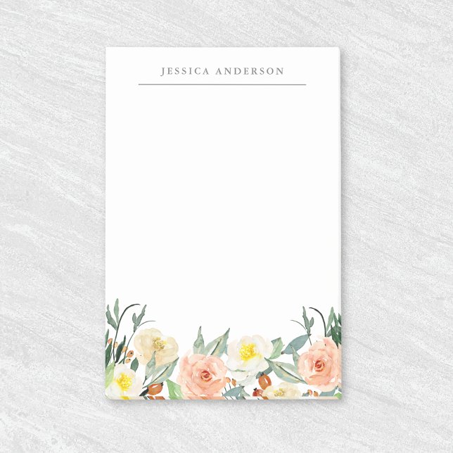 Watercolor Floral Personalized Name Post-it Notes (Creator Uploaded)