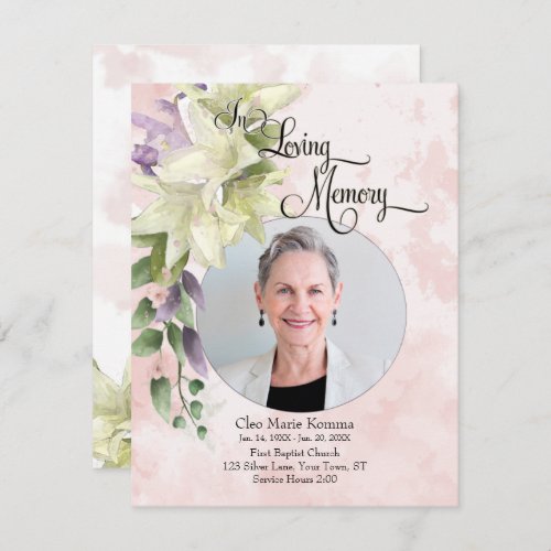 Watercolor Floral Personalized Photo Sympathy Note Card