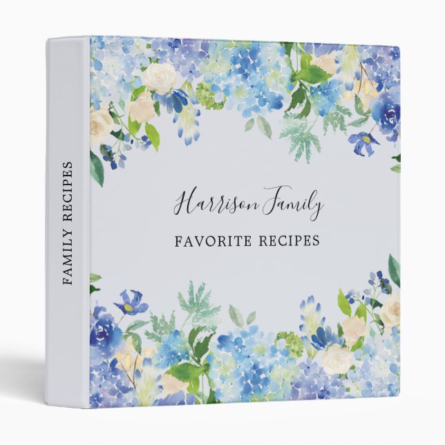 Watercolor Floral Personalized Recipe Binder (Front/Spine)