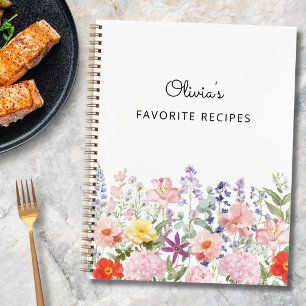 Watercolor Floral Personalized Recipe Cook Book
