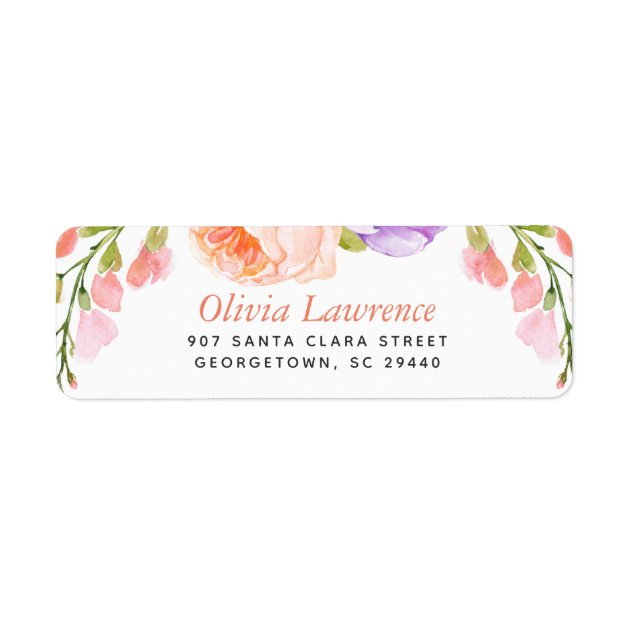 Watercolor Floral Personalized Return Address Label