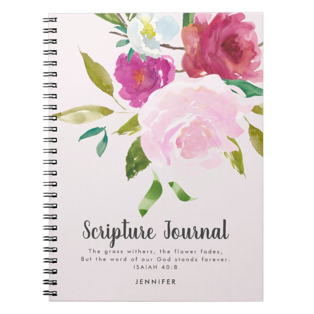Watercolor Floral Personalized Scripture Journal (Front)