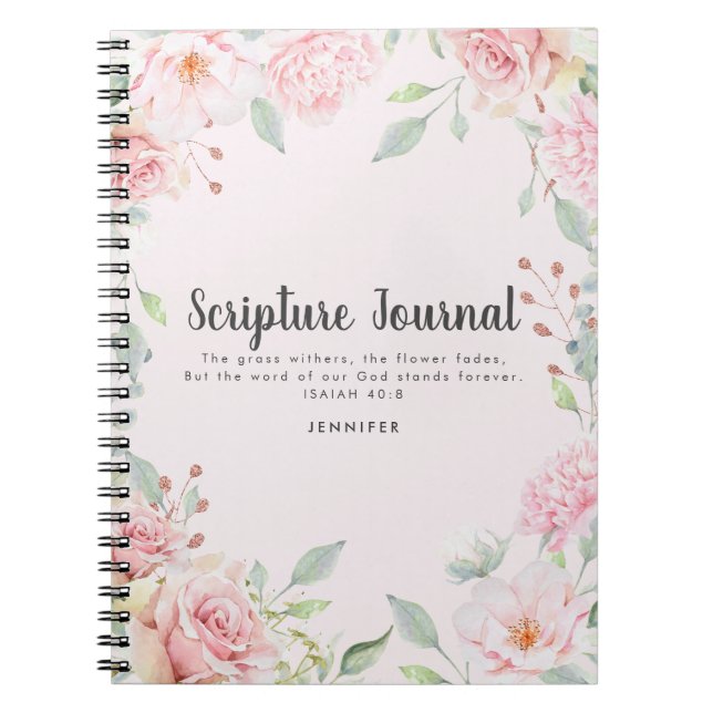 Watercolor Floral Personalized Scripture Journal (Front)