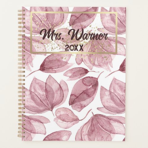 Watercolor Floral Personalized Teacher Gift Boho Planner