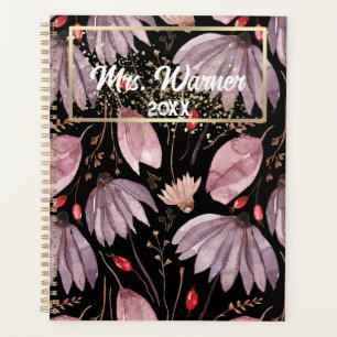 Watercolor Floral Personalized Teacher Gift Boho Planner