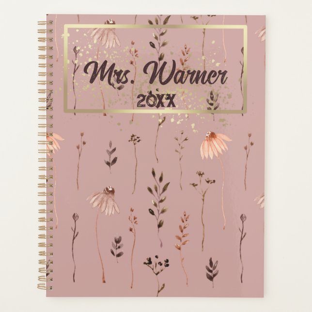 Watercolor Floral Personalized Teacher Gift Planner (Front)