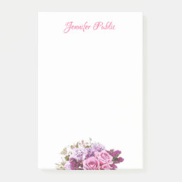 Watercolor Floral Personalized Template Script Post-it Notes