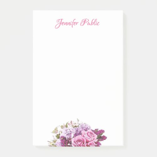 Watercolor Floral Personalized Template Script Post_it Notes