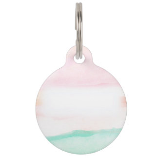 Watercolor Floral Pet Tag | Pink, Green & Peach