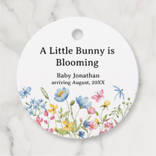 Watercolor Floral Peter Rabbit Baby Shower Blosoms Favor Tags