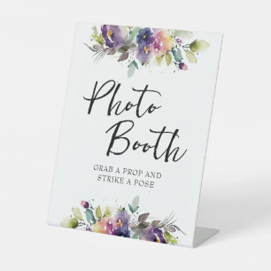 Watercolor Floral Photo Booth Pedestal Sign