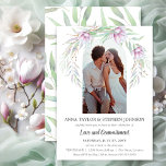Watercolor Floral &amp; Photo Commitment Ceremony Invitation