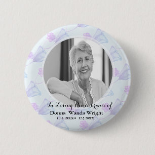 Watercolor Floral Photo Funeral Service Button