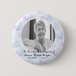 Watercolor Floral Photo Funeral Service Button