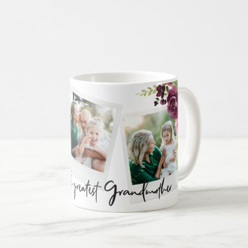 Watercolor floral photo world greatest grandmother coffee mug