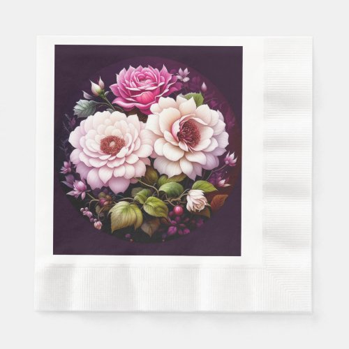 Watercolor Floral Pink and Purple Flowers Napkins