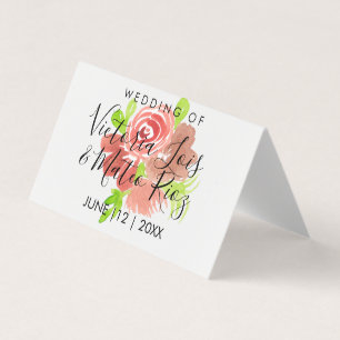 Watercolor Floral Pink Beige Blush Leaf Wedding   Business Card