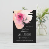 Watercolor Floral Pink Black Bridal Shower Invitation (Standing Front)