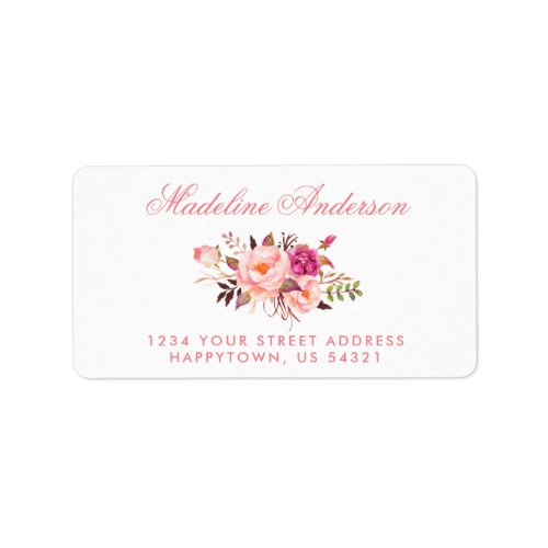 Watercolor Floral Pink Blush Address Label