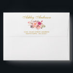 Watercolor Floral Pink Blush Gold Wedding Envelope<br><div class="desc">Watercolor Floral Pink Blush Gold Wedding Invitation Envelopes - Printed Name and Address</div>