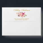 Watercolor Floral Pink Blush Gold Wedding Envelope<br><div class="desc">Watercolor Floral Pink Blush Gold Wedding Invitation Envelopes - Printed Name and Address</div>