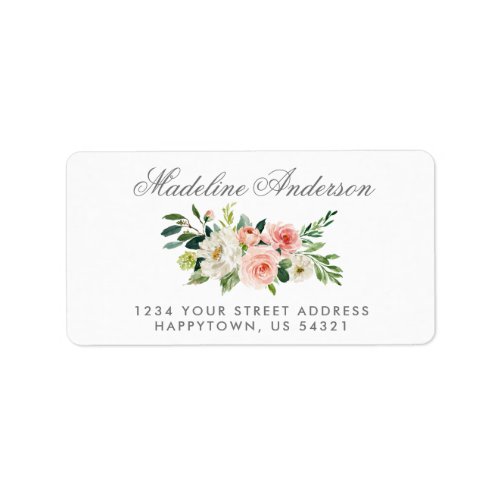 Watercolor Floral Pink Blush Silver Address Label