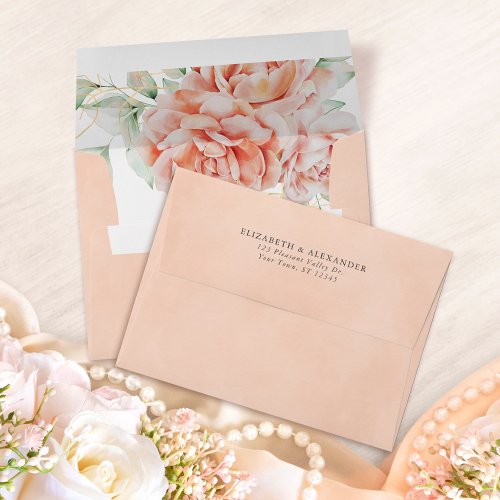 Watercolor Floral Pink Blush Wedding Envelope