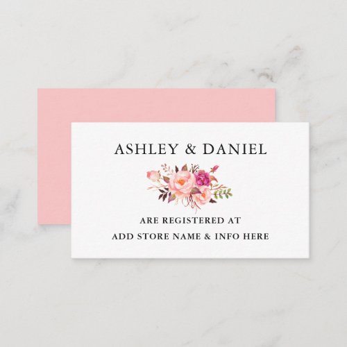 Watercolor Floral Pink Blush Wedding Registry Enclosure Card