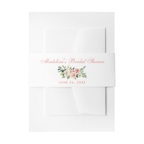 Watercolor Floral Pink Bridal Shower Invitation Belly Band