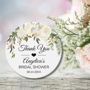 Watercolor Floral Pink Bridal Shower Thank You Favor Tags by UniqueWeddingShop at Zazzle