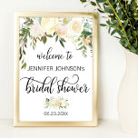 Watercolor Floral Pink Bridal Shower Welcome Sign at Zazzle